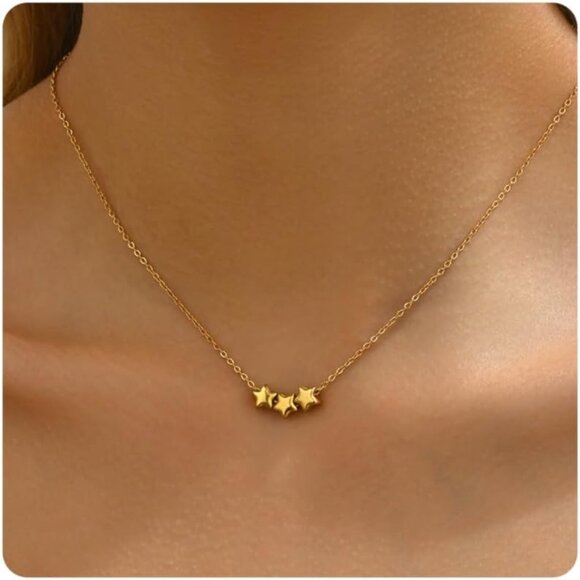 ⚡Gold Necklace for Women 18K Gold Plated Crescent Moon Sun Horse Horn Pendant - Picture 1 of 7